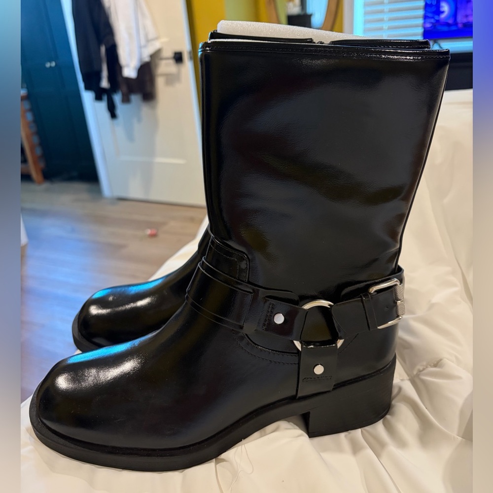 DV by Dolce Vita Black Armonda Mid Calf Harness Biker Boots.Size 8.5